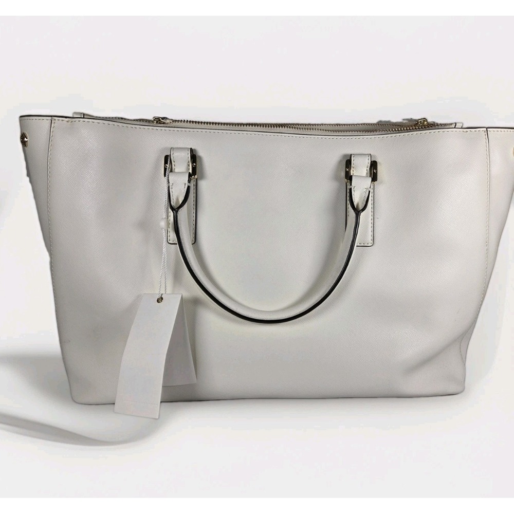 Tory Burch Leather Robinson Double Zip Large Tote  New Ivory Nwt
